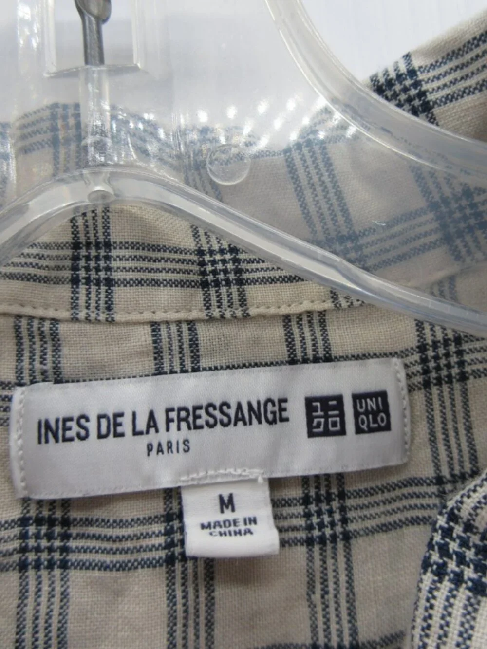 Uniqlo Ines De La Fressange Dress Medium Linen Shirt Button Up Check - Picture 9 of 11